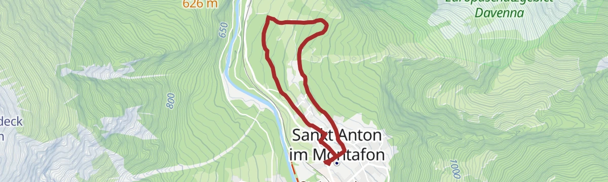 Route map: Gaglaweg St. Anton im Montafon